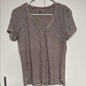 Madewell Ted and Cream Striped Fitted V-Neck Tee